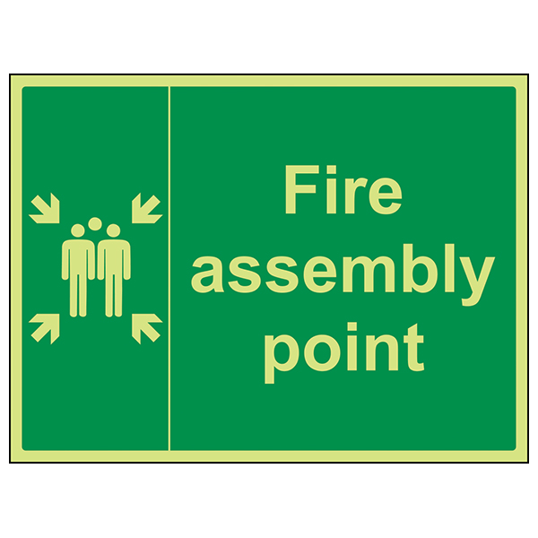 GITD Fire Assembly Point Safety Sign Large For Work