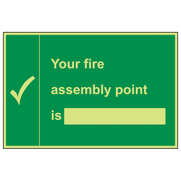 Glow In The Dark Fire Assembly Point Safety Sign Staff