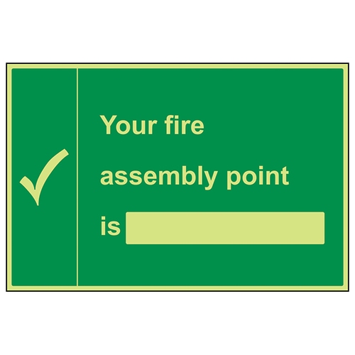 Glow In The Dark Fire Assembly Point Safety Sign Staff