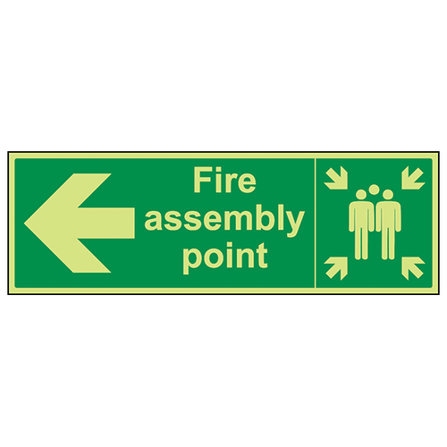 GITD Fire Assembly Point Safety Sign Left Arrow Workplace