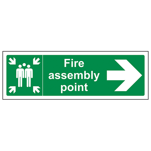 Fire Assembly Point Arrow Right Safety Sign For Workplace