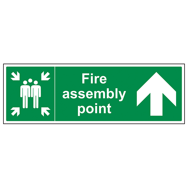 Fire Assembly Point Safety Sign Arrow Up Clear For Staff