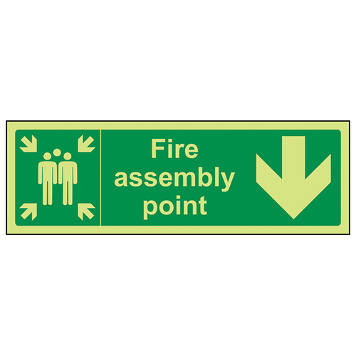 GITD Fire Assembly Point Safety Sign Glow For Workplaces