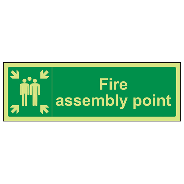 GITD Fire Assembly Point Safety Sign Glow For Offices