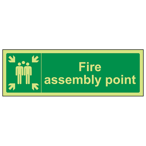 GITD Fire Assembly Point Safety Sign Glow For Offices