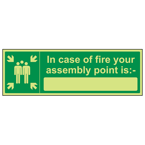 Glow In The Dark Assembly Point Safety Sign For Staff