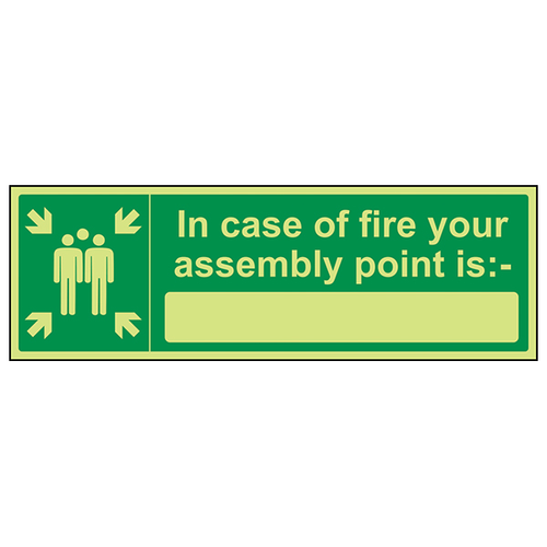 Glow In The Dark Assembly Point Safety Sign For Staff