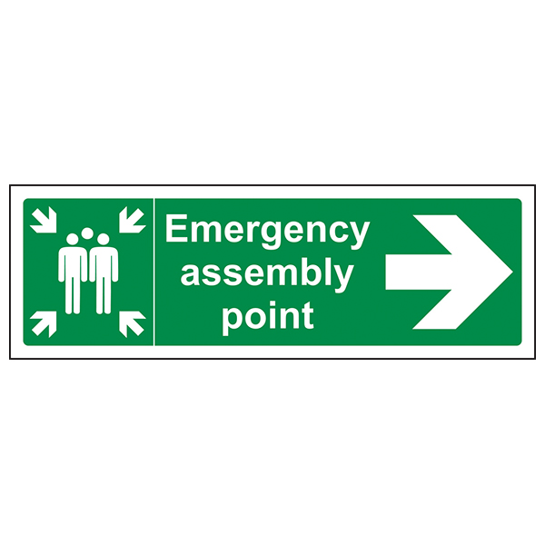 Emergency Assembly Pt Arrow Right Safety Sign Office ENISO