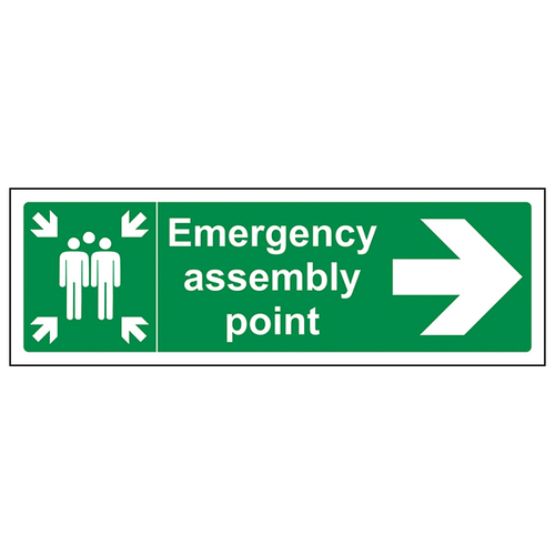Emergency Assembly Pt Arrow Right Safety Sign Office ENISO