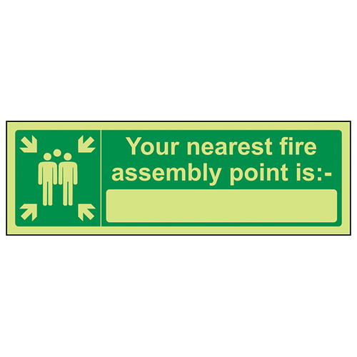 Glow In The Dark Fire Assembly Safety Sign For Staff