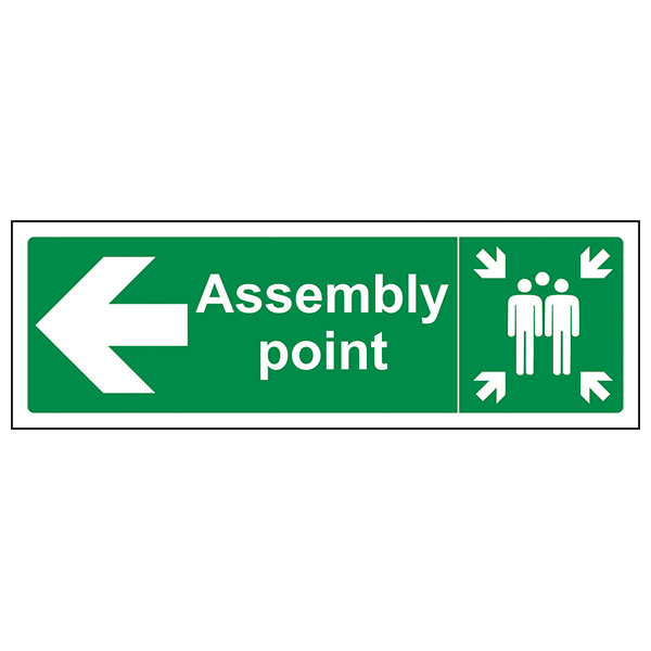 Assembly Point Arrow Left Safety Sign For Staff EN ISO 2020