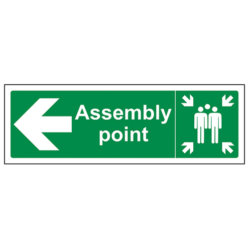 Assembly Point Arrow Left Safety Sign For Staff EN ISO 2020