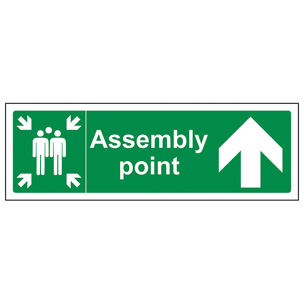 Assembly Point Arrow Up Safety Sign Certified For Workplace