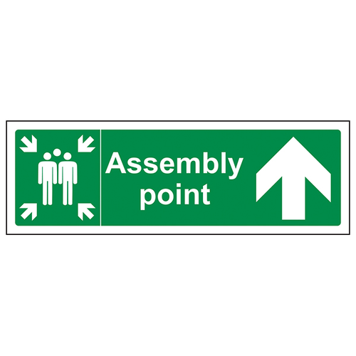 Assembly Point Arrow Up Safety Sign Certified For Workplace