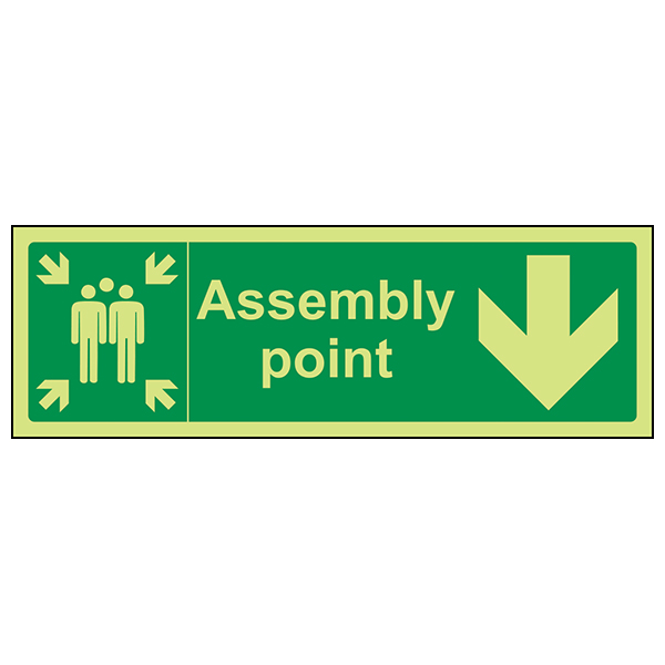 Glow In The Dark Assembly Point Safety Sign For Workplaces