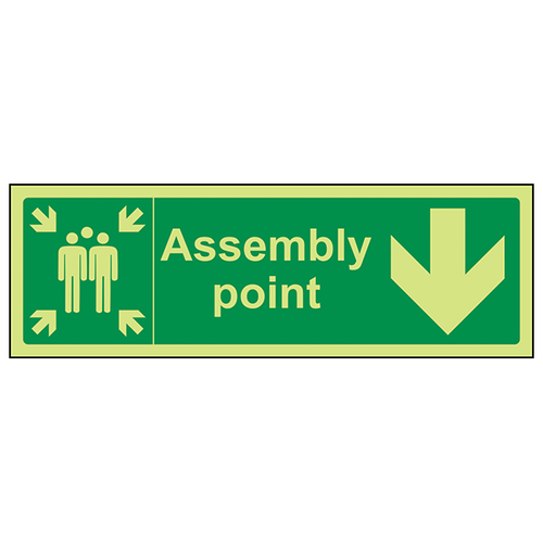 Glow In The Dark Assembly Point Safety Sign For Workplaces