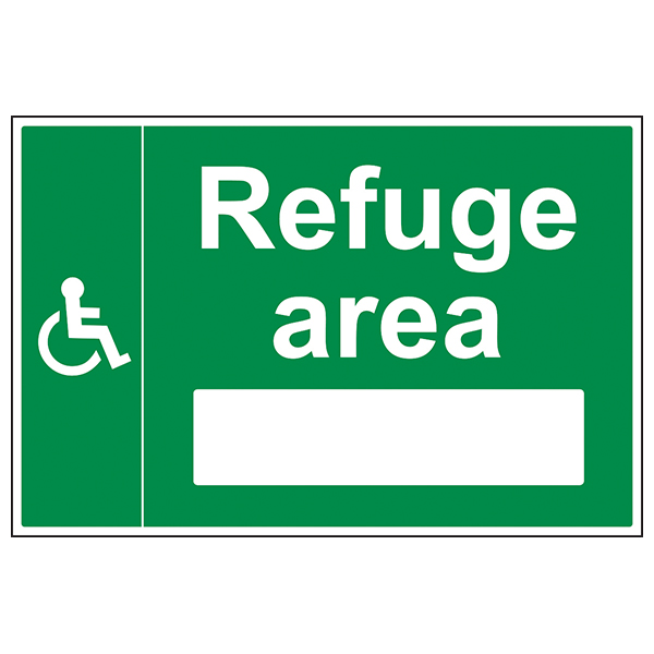 Refuge Area Safety Sign Large Landscape Compliant Facilities