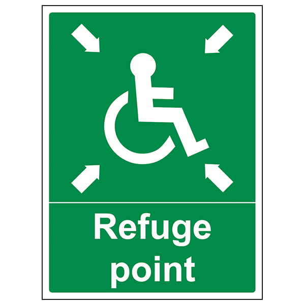 Refuge Point Safety Sign Portrait Arrows For Workplaces