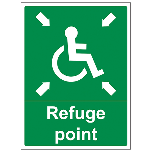 Refuge Point Safety Sign Portrait Arrows For Workplaces