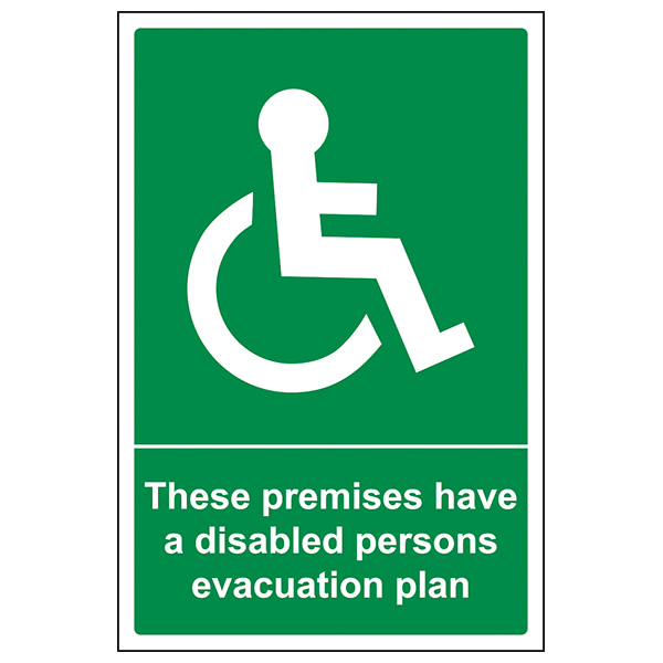 Disabled Plan Safety Sign Portrait For Emergency Evacuation