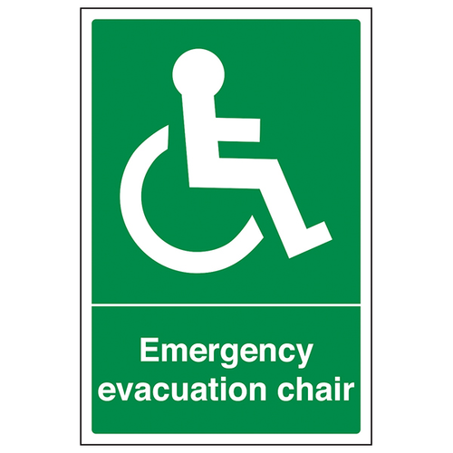 Emergency Evacuation Chair Safety Sign Compliant For Staff