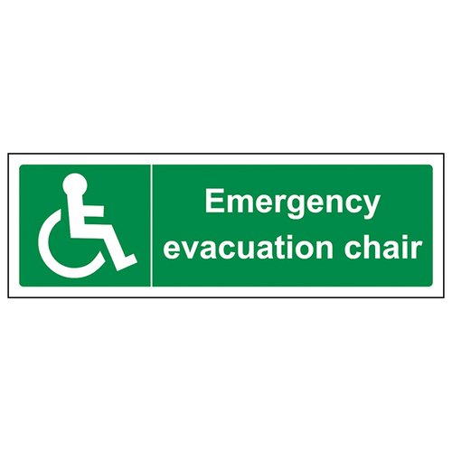 Emergency Evacuation Chair Safety Sign Compliant For Staff