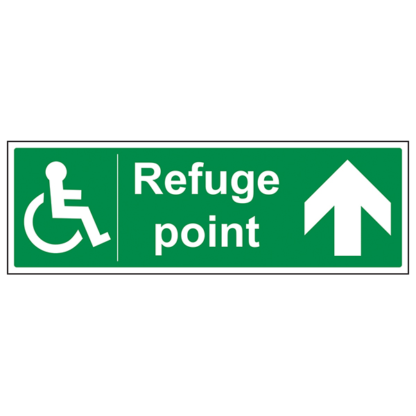 Refuge Point Arrow Up Safety Sign For Workplaces Emergency