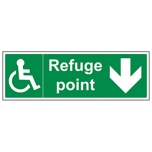 Refuge Point Arrow Down Durable Safety Sign For Buildings