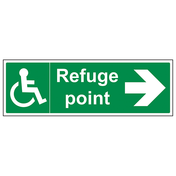 Refuge Point Arrow Right Safety Sign Workplace Evacuation