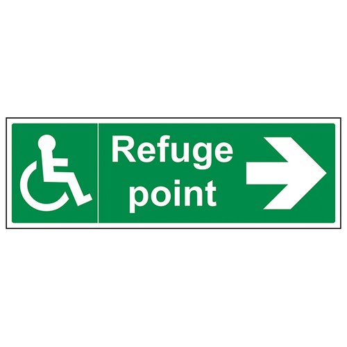 Refuge Point Arrow Right Safety Sign Workplace Evacuation