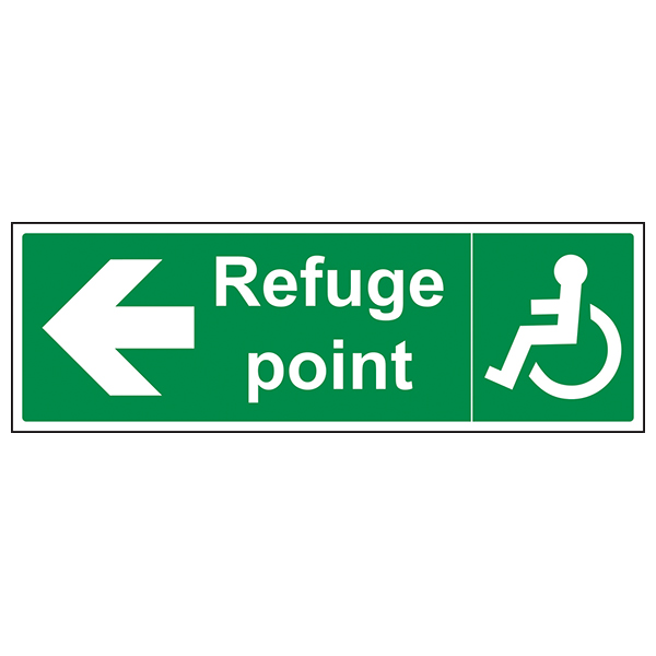 Refuge Point Arrow Left Safety Sign High Visibility For Worksites