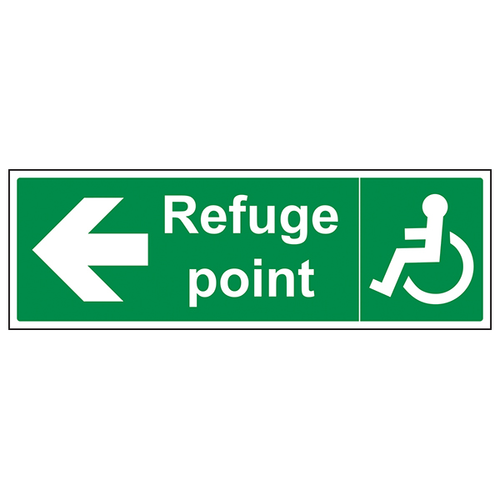Refuge Point Arrow Left Safety Sign High Visibility For Worksites