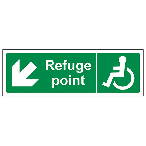 Refuge Point Down Left Safety Sign Emergency Workplace