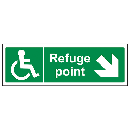 Refuge Point Arrow Down Right Safety Sign For Worksites