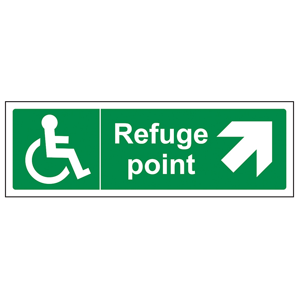 Refuge Point Arrow Up Right Safety Sign For Evacuation