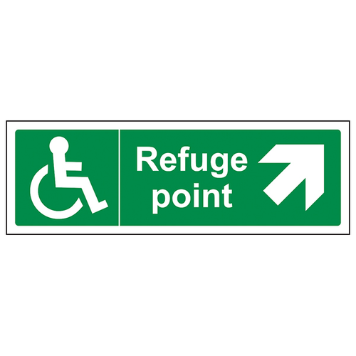 Refuge Point Arrow Up Right Safety Sign For Evacuation