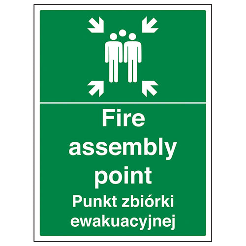 Bilingual Fire Assembly Point Safety Sign Clear Workplace