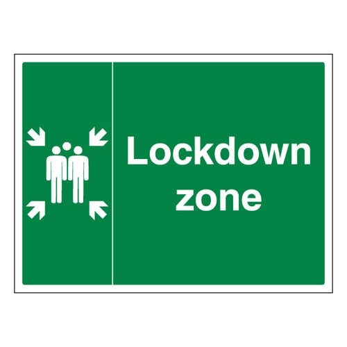 Lockdown Zone Safety Sign ProtectUK Schools Staff Clear