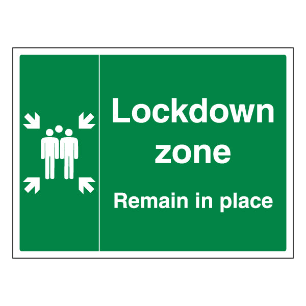 Lockdown Zone Safety Sign Remain in Place For Staff