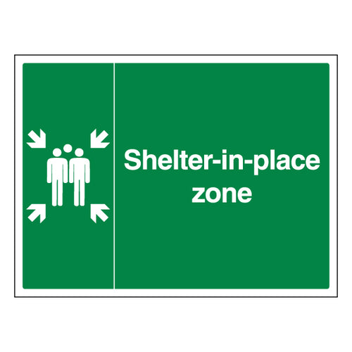 Shelter-In-Place Zone Clear Safety Sign ProtectUK Staff