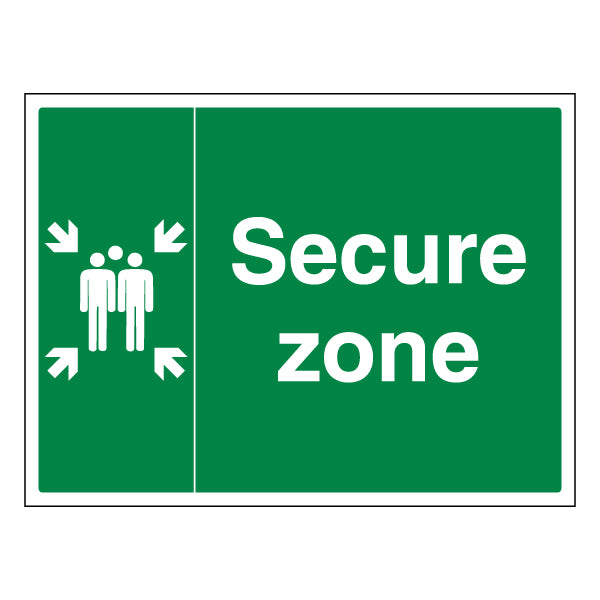 Secure Zone Safety Sign Shelter Area ProtectUK For Staff