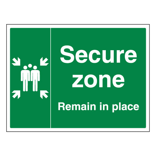 Secure Zone Remain In Place Safety Sign Official For Staff