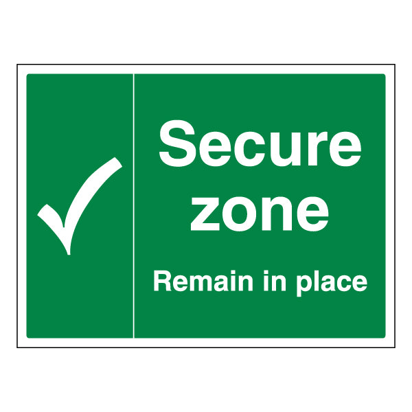 ProtectUK Secure Zone Safety Sign Clear Shelter Point Staff