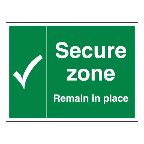ProtectUK Secure Zone Safety Sign Clear Shelter Point Staff