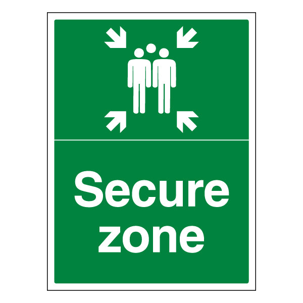Secure Zone Safety Sign For Staff Emergency Shelter