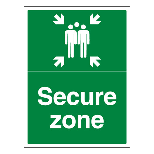 Secure Zone Safety Sign For Staff Emergency Shelter