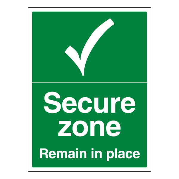 Secure Zone Safety Sign Emergency Shelter For Staff