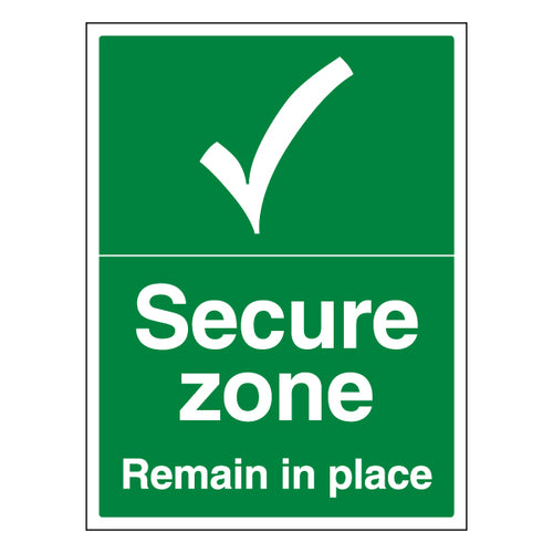 Secure Zone Safety Sign Emergency Shelter For Staff