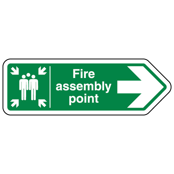 Fire Assembly Point Arrow Right Safety Sign For Workplaces
