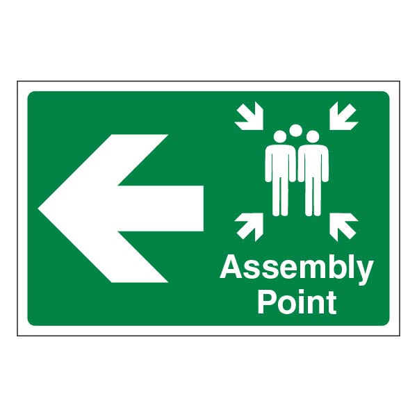 Assembly Point Left Safety Sign Large Landscape For Staff